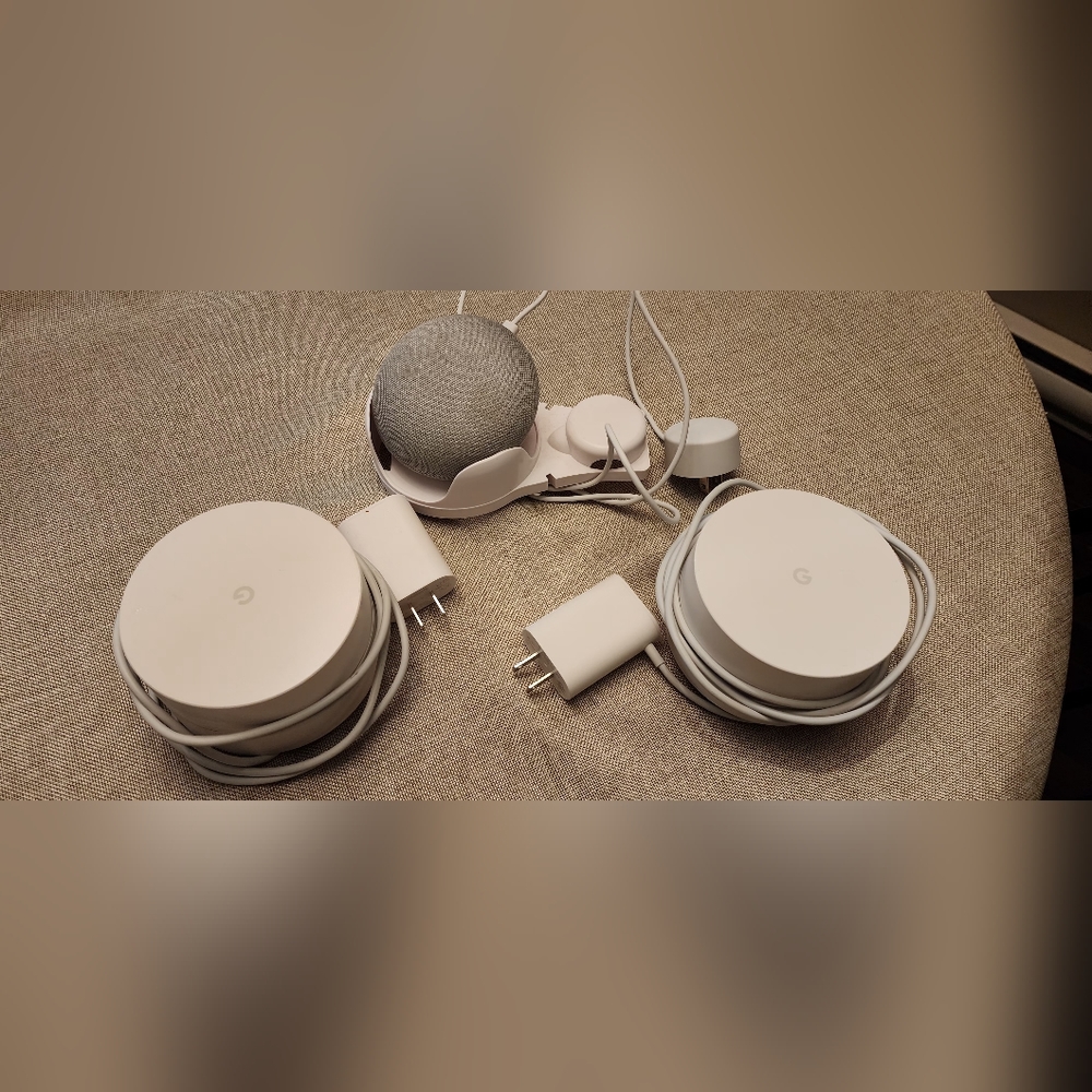 Two Google WiFi + one Google Home mini speaker